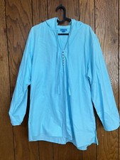 Sea Salt Size L Women’s Aqua Cotton Beach Hoodie Jacket