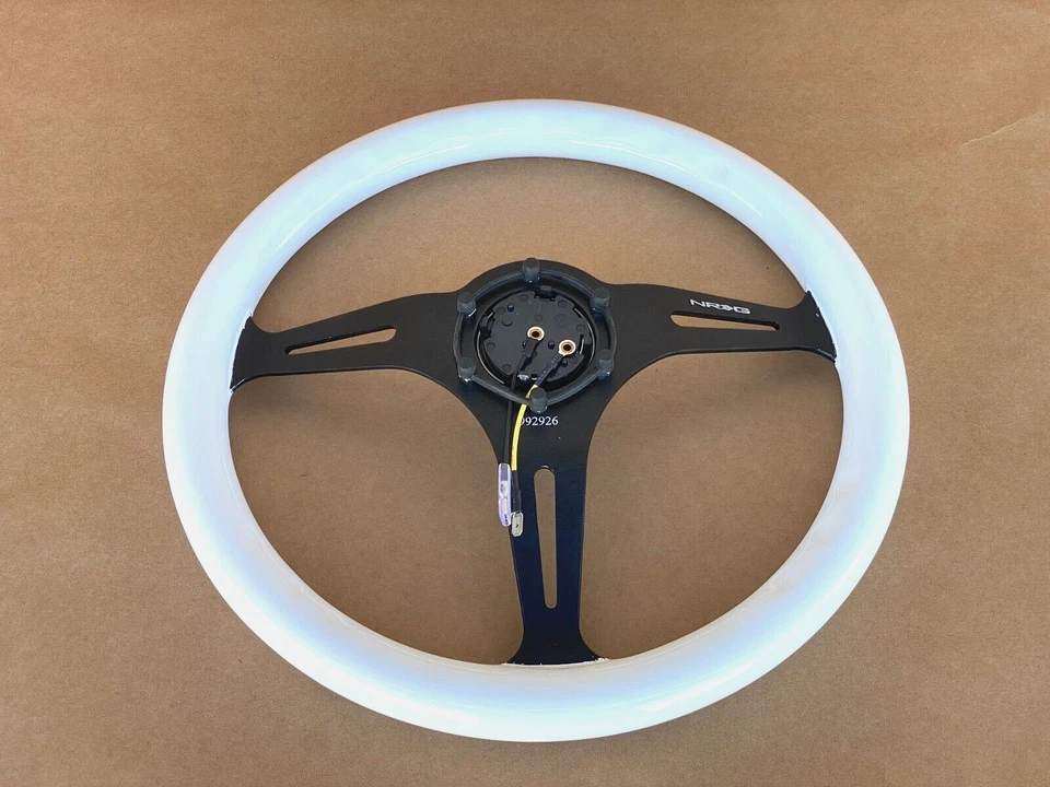 SALE NRG ST-015BK-WT 350mm 1.5" Deep Dish Mahogany Wood Grain Steering Wheel — 第 2/3 张图片