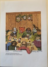 Irmela Lott limitierter signierter Kunst Druck SCHÜSSELTREIBEN Jagd 141/200