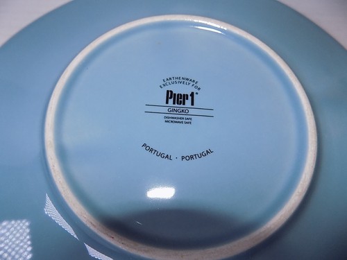 Pier 1 Gingko Salad Plates Blue Earthenware Portugal Set of 2 - Picture 4 of 4