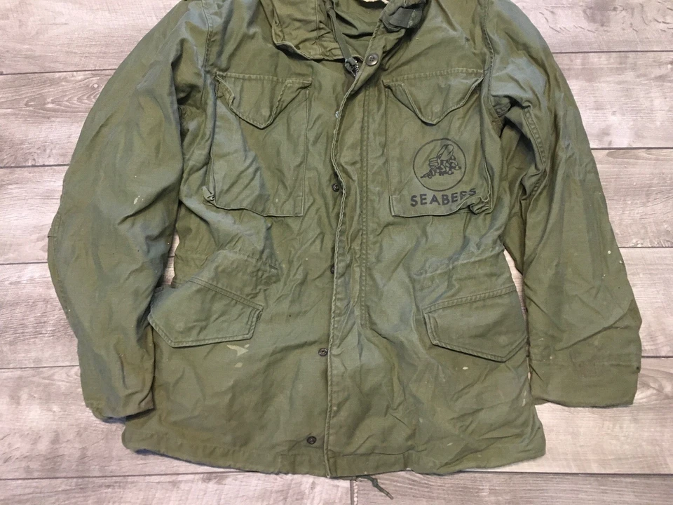 M65 OG107 Vietnam Field Coat Jacket Small Seabees Alpha Industries Vtg US Army - image 3 of 4