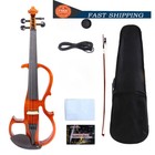 Electric Violin 4/4 Full Size Silent Violins Practice Wood Violin Free Case Bow