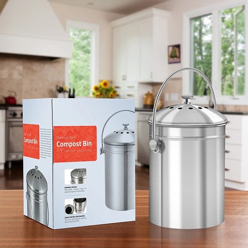 Compost Bin with Lid and 1.3 Gallon Compose Spare Charcoal Filter Utopia Kitchen - Afbeelding 22 van 62