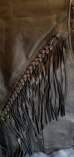 Genuine Fringed Black Leather Motorcycles Medium ,Women's FIRST - Picture 5 of 10