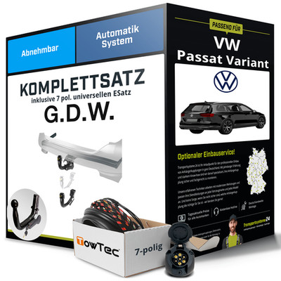 Anhängerkupplung abnehmbar für VW Passat Vari. +E-Satz AHK