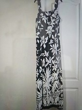 Vince Camuto 1X Boho Black and White Womens  Floral Print Maxi Dress