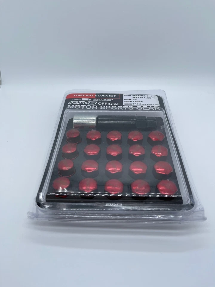 光线套装 20 光线 17HEX 凸耳螺母锁套装 20 件套红色 M12x1.5 橡子封闭端 — 第 3/3 张图片