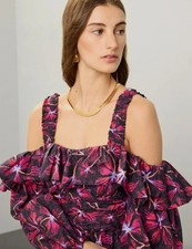 ULLA JOHNSON Caprice Floral Cotton Poplin MIDI Dress Medium $425