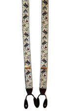 Martin Dingman Western Cowboy Silk Suspenders Button-On X Tooled Leather, Adjust