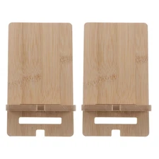  2pcs Bamboo Desk Phone Stand - Detachable Bamboo Cellphone Stand With Charging
