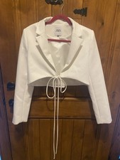 Zara White Crop Top Blazer