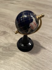 Desktop Globe Semi Precious Inlaid 4” Lapis Abalone Pearl EUC
