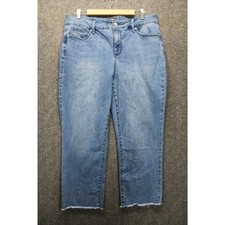 NYDJ Marilyn Straight Size 14 Light Wash Blue Raw Hem Stretch