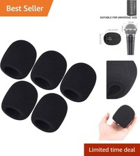 5-Pack Black Microphone Covers for Hygiene and Vocal Clarity - Foam Windscreens