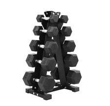 BalanceFrom Rubber Coated Hex Dumbbell Set, 150 lb Total, 5–25 lb Pairs for Home
