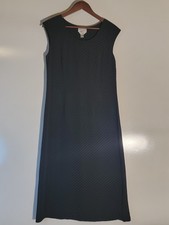 Talbots Dress Womens 8 Black Pinstriped Side Zip Sleeveless Long Length Lined