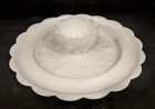 Vintage Westmoreland Paneled Grape White Milk Glass 12" Canape Plate & Dip Bowl