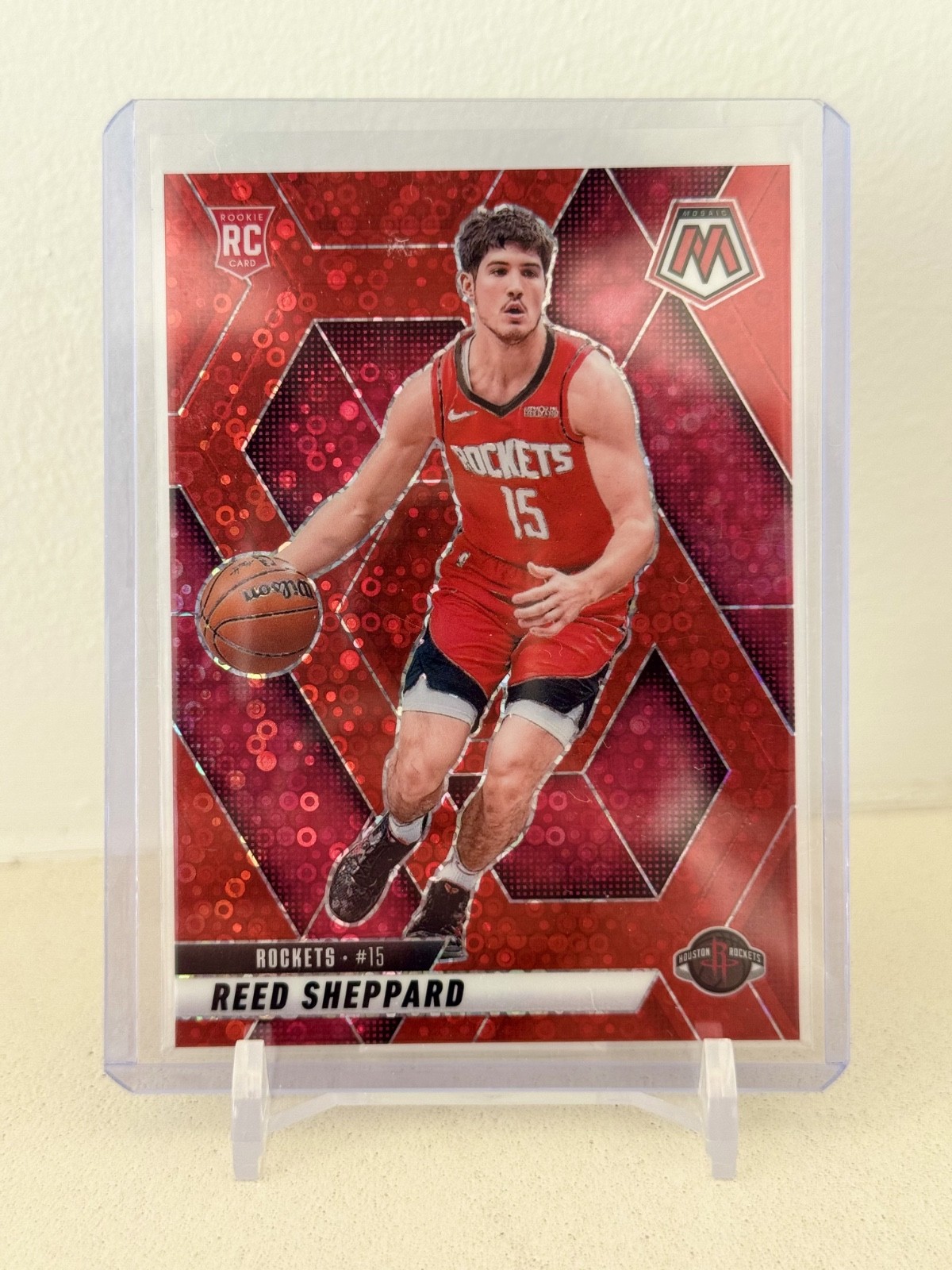 2024-25 Panini Mosaic Reed Sheppard #249 Fast Break Red Disco Prizm /99 RC