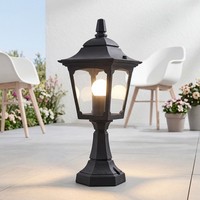 Wegeleuchte Schwarz Aluminium Glas IP44 H:44 Cm E27 Sockelleuchte AußEn Lampe