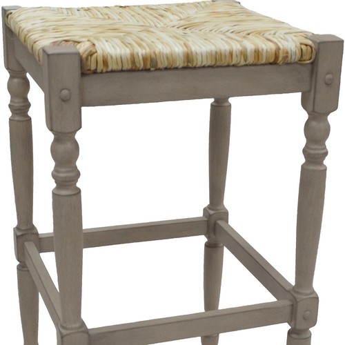 29" Natural And Gray Solid Wood Backless Bar Height Bar Chair - Picture 4 of 5