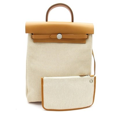 HERMES Herbag Zip Ad ToileGM/Calfskin Backpack Â· Daypack natural USED