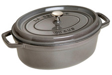 Spolverino Padella Cocotte 29 cm Ovale Ghisa Casseruola Grigio