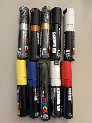 10 Pc - Posca PC-7M Paint Marker Art Pens - Large Bullet Nib 4.5-5.5mm Red Black