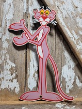 VINTAGE PINK PANTHER PORCELAIN SIGN OLD CARTO...