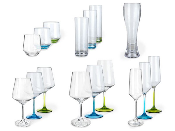Milano Camping Kunststoff Gläser Weingläser Wassergläser Champagner Flutes Glas