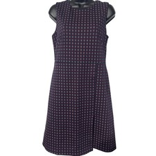 Ann Taylor Women's Sleeveless Dress Geometric Print Career Maroon Navy Size 4