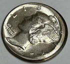 1943-S OFF CENTER ERROR MERCURY DIME LOOKS UNC - SCRATCHED REVERSE SEE PICTURES!