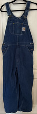 Mens Carhartt Blue Denim Bib Construction Work Overalls Farmer Vintage 32 x 32