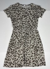Old Navy Women Small Dress Leopard Animal Print Short Sleeve Mini Elastic Waist