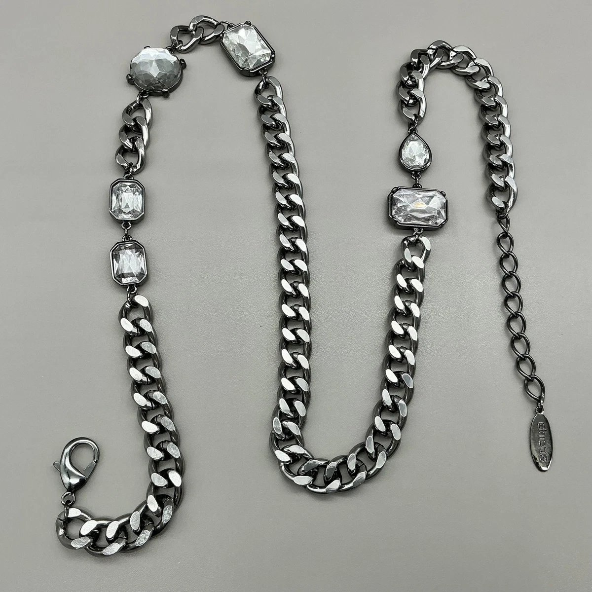 Chico’s Gamba silver tone jeweled chain belt Chicos Chain Belt with Stones Chico main image 2