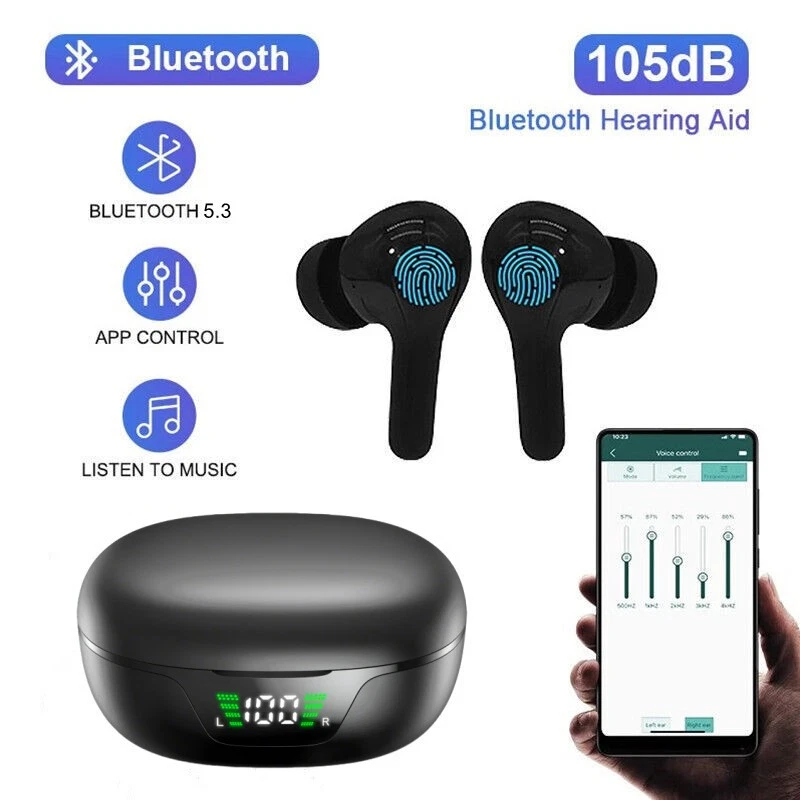 VEVOR Hörgeräte Für Senioren, Wiederaufladbare Hörverstärker Mit Geräuschunterdrückung Und Lautstärkeregelung, Digitales In-Ear-Hörhilfegerät Mit Ladeetui Und 8 Paar Ohrdomen