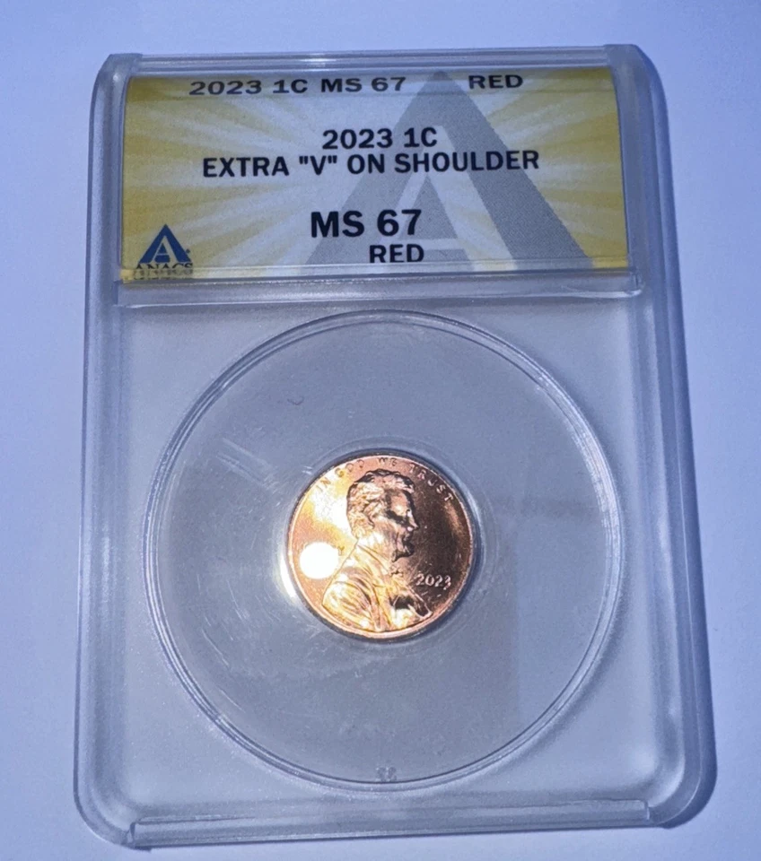 2023 Lincoln Memorial Center 'Extra V' Error Coin High Grade MS67 ANACS "VDBV" - Image 2 of 4