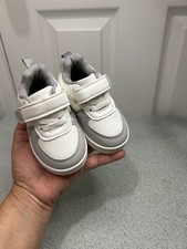 First Steps Toddler Sneakers White Gray Hook ...