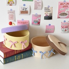 Hand woven storage basket with cotton rope cover and miscellaneous storage baske