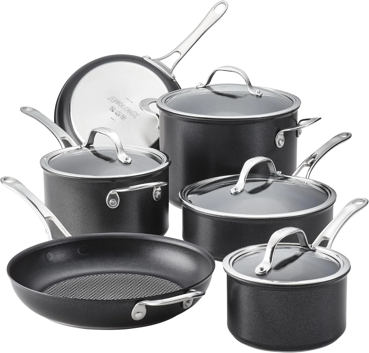 X Hybrid Nonstick 10-Piece Induction Cookware Set - Dark Gray