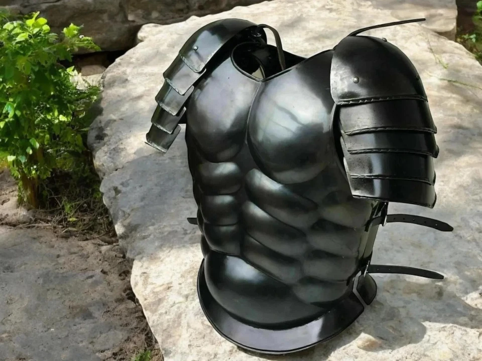 Средневековый черный спартанский мышцы доспехи куртка с плеча римской битвы Cuirass - Изображение 3 из 4