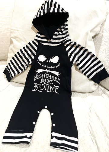 Halloween Nightmare Before Christmas One Piece Hoodie 6-12 months Black White - Picture 6 of 6