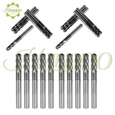 20PCS 1/4" 4 Flute Ball Nose Carbide End Mill 2-1/2" Overall Length -TIALN COATE
