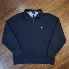 Nautica Competition 1/4 Zip Sweatshirt Mens L Navy Blue Pullover Cotton Blend