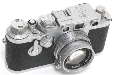 Vintage Leica IIIf camera w. Leitz Summicron 2/5cm lens NEEDS CLEANING