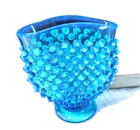 Vintage Fenton Blue Opalescent Art Glass Hobnail Mini Fan Vase 3 1/4" y
