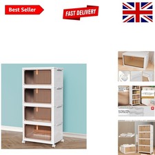 Versatile 4-Tier Plastic Storage Bins with Transparent Drawers & Wheels, 92L