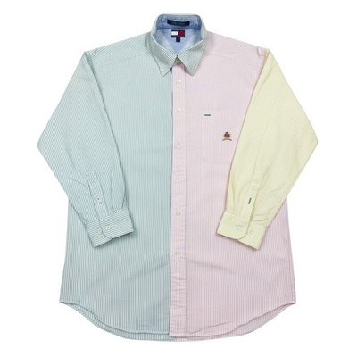 Tommy Hilfiger Hemd Herren M Colorblock Gestreift Multicolor Preppy Vintage