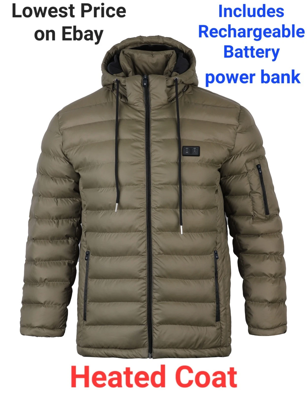 HELIOS Olive Paffuto Puffer Heated Coat w/ Battery Pack Mens Size XL or XXL