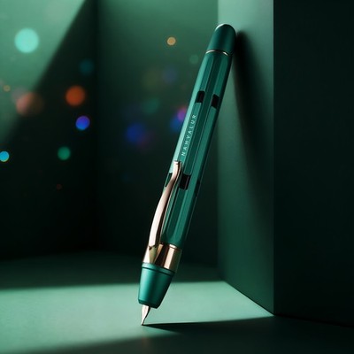Nahvalur Eclipse Retractable Fountain Pen in Emerald with Gold Trim - Medium