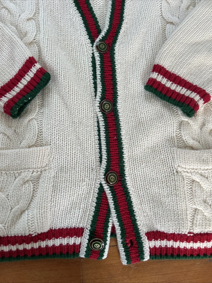 Authentic GUCCI WOOL CARDIGAN WEB SWEATER MEDIUM Men’s Medium - Image 2 of 4